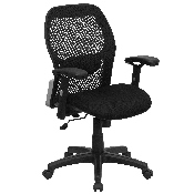 Mid-Back Black Super Mesh Executive Swivel Office Chair with Adjustable Lumbar & Arms, LF-W42B-GG