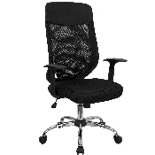 High Back Black Mesh Executive Swivel Office Chair with Arms, LF-W952-GG