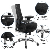 HERCULES Series 24/7 Intensive Use Big & Tall 350 lb. Rated Black Mesh Multifunction Swivel Ergonomic Office Chair, LQ-2-BK-GG