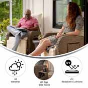 Nemo Indoor/Outdoor Patio Wicker Rattan Recliner Lounge Chair with Flip up Side Table, Beige and Brown, LTS-0422-BG-BR-GG