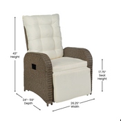 Nemo Indoor/Outdoor Patio Wicker Rattan Recliner Lounge Chair with Flip up Side Table, Beige and Brown, LTS-0422-BG-BR-GG