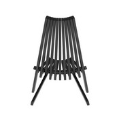 Delia Commercial Grade Indoor/Outdoor Folding Acacia Wood Chair, Low Profile Lounge for Patio, Porch, Garden, Black, LTS-0441-BK-GG