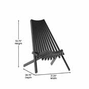Delia Commercial Grade Indoor/Outdoor Folding Acacia Wood Chair, Low Profile Lounge for Patio, Porch, Garden, Black, LTS-0441-BK-GG