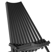 Delia Commercial Grade Indoor/Outdoor Folding Acacia Wood Chair, Low Profile Lounge for Patio, Porch, Garden, Black, LTS-0441-BK-GG
