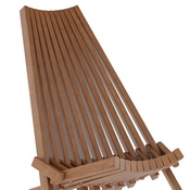 Delia Commercial Grade Indoor/Outdoor Folding Acacia Wood Chair, Low Profile Lounge for Patio, Porch, Garden, Brown, LTS-0441-BR-GG