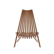 Delia Commercial Grade Indoor/Outdoor Folding Acacia Wood Chair, Low Profile Lounge for Patio, Porch, Garden, Brown, LTS-0441-BR-GG
