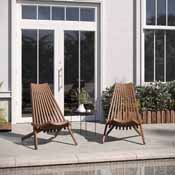 Delia Commercial Grade Indoor/Outdoor Folding Acacia Wood Chair, Low Profile Lounge for Patio, Porch, Garden, Brown, LTS-0441-BR-GG