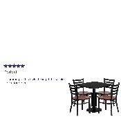 30'' Square Black Laminate Table Set with 4 Ladder Back Metal Chairs - Cherry Wood Seat, MD-0003-GG
