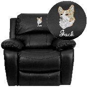 Personalized Black LeatherSoft Rocker Recliner, MEN-DA3439-91-BK-TXTEMB-GG