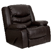 Plush Brown LeatherSoft Lever Rocker Recliner with Padded Arms, MEN-DSC01078-BRN-GG
