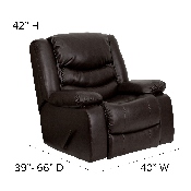 Plush Brown LeatherSoft Lever Rocker Recliner with Padded Arms, MEN-DSC01078-BRN-GG