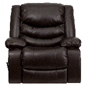 Plush Brown LeatherSoft Lever Rocker Recliner with Padded Arms, MEN-DSC01078-BRN-GG