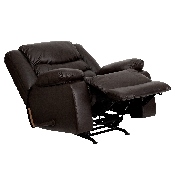 Plush Brown LeatherSoft Lever Rocker Recliner with Padded Arms, MEN-DSC01078-BRN-GG