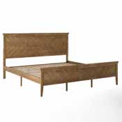 Fiona Light Brown King Size Solid Wood Platform Bed Frame with Headboard, Footboard, and Slatted Bottom, MG-0900-29-KB-ANTOAK-GG