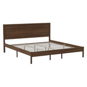 Kingston King Size Solid Wood Platform Bed with Wooden Slats and Headboard, No Box Spring Needed, Brown, MG-09003KB-K-BRN-GG