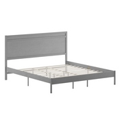 Kingston King Size Solid Wood Platform Bed with Wooden Slats and Headboard, No Box Spring Needed, Gray, MG-09003KB-K-GRYWSH-GG