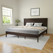 Asher King Size Solid Wood Platform Bed with Wooden Slats and Headboard, No Box Spring Needed, Dark Brown, MG-09004KB-K-DKBRN-GG