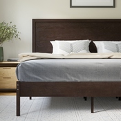Asher King Size Solid Wood Platform Bed with Wooden Slats and Headboard, No Box Spring Needed, Dark Brown, MG-09004KB-K-DKBRN-GG