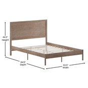Asher Queen Size Solid Wood Platform Bed with Wooden Slats and Headboard, No Box Spring Needed, Light Brown, MG-09004QB-Q-OAK-GG