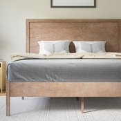 Asher Queen Size Solid Wood Platform Bed with Wooden Slats and Headboard, No Box Spring Needed, Light Brown, MG-09004QB-Q-OAK-GG