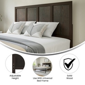 Oliver Queen Size Four Panel Wooden Adjustable Headboard for Universal Metal Bed Frames in Dark Brown, MG-9708QHB-Q-DKBRN-GG