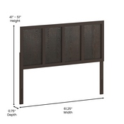Oliver Queen Size Four Panel Wooden Adjustable Headboard for Universal Metal Bed Frames in Dark Brown, MG-9708QHB-Q-DKBRN-GG