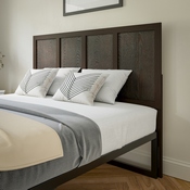 Oliver Queen Size Four Panel Wooden Adjustable Headboard for Universal Metal Bed Frames in Dark Brown, MG-9708QHB-Q-DKBRN-GG