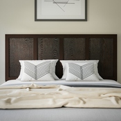 Oliver Queen Size Four Panel Wooden Adjustable Headboard for Universal Metal Bed Frames in Dark Brown, MG-9708QHB-Q-DKBRN-GG
