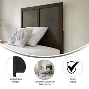 Oliver Twin Size Two Panel Wooden Adjustable Headboard for Universal Metal Bed Frames in Dark Brown, MG-9708THB-T-DKBRN-GG