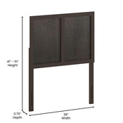 Oliver Twin Size Two Panel Wooden Adjustable Headboard for Universal Metal Bed Frames in Dark Brown, MG-9708THB-T-DKBRN-GG