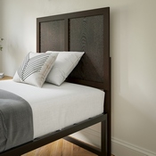 Oliver Twin Size Two Panel Wooden Adjustable Headboard for Universal Metal Bed Frames in Dark Brown, MG-9708THB-T-DKBRN-GG