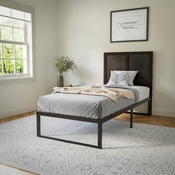 Oliver Twin Size Two Panel Wooden Adjustable Headboard for Universal Metal Bed Frames in Dark Brown, MG-9708THB-T-DKBRN-GG