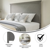 Fiona Full Size Herringbone Wooden Adjustable Headboard for Universal Metal Bed Frames in Gray Wash, MG-97881-FHB-F-GRWSH-GG