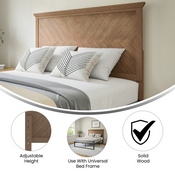 Fiona Full Size Herringbone Wooden Adjustable Headboard for Universal Metal Bed Frames Light Brown, MG-97881-FHB-F-LTBRN-GG