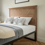 Fiona Full Size Herringbone Wooden Adjustable Headboard for Universal Metal Bed Frames Light Brown, MG-97881-FHB-F-LTBRN-GG