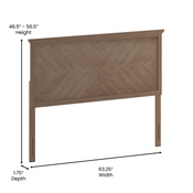 Fiona Queen Size Herringbone Wooden Adjustable Headboard for Universal Metal Bed Frames in Light Brown, MG-97881-QHB-Q-LTBRN-GG