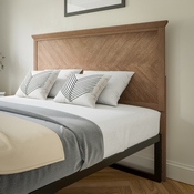 Fiona Queen Size Herringbone Wooden Adjustable Headboard for Universal Metal Bed Frames in Light Brown, MG-97881-QHB-Q-LTBRN-GG