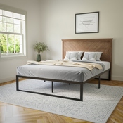 Fiona Queen Size Herringbone Wooden Adjustable Headboard for Universal Metal Bed Frames in Light Brown, MG-97881-QHB-Q-LTBRN-GG
