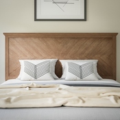 Fiona Queen Size Herringbone Wooden Adjustable Headboard for Universal Metal Bed Frames in Light Brown, MG-97881-QHB-Q-LTBRN-GG