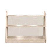 Bright Beginnings Commercial Grade 3 Shelf Double Sided WoodenClassroom StorageUnit with Clear Plastic Divider, Safe, Kid Friendly Design, Natural