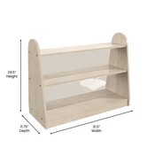 Bright Beginnings Commercial Grade 3 Shelf Double Sided WoodenClassroom StorageUnit with Clear Plastic Divider, Safe, Kid Friendly Design, Natural
