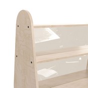 Bright Beginnings Commercial Grade 3 Shelf Double Sided WoodenClassroom StorageUnit with Clear Plastic Divider, Safe, Kid Friendly Design, Natural