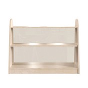 Bright Beginnings Commercial Grade 3 Shelf Double Sided WoodenClassroom StorageUnit with Clear Plastic Divider, Safe, Kid Friendly Design, Natural