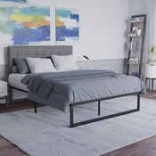 Bentley Universal 14 Inch Metal Platform Bed Frame - No Box Spring Needed w/ Steel Slat Support and Quick Lock Functionality - Queen, MP-XU-BD10001-Q-BK-GG