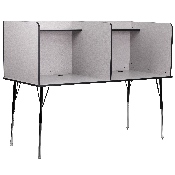 Stand-Alone Double Study Carrel with Top Shelf - Height Adjustable Legs and Wire Management Grommet - Nebula Grey Finish, MT-M6222-DBLSC-GRY-GG