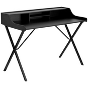 Black Computer Desk with Top Shelf, NAN-2124-GG