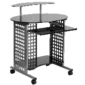 Cassini Mobile Computer Desk with Black Glass Top, NAN-CASSINI-GG