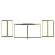 Greenwich Collection 3 Piece Coffee and End Table Set with Glass Tops and Matte Gold Frames, NAN-CEK-10-GG