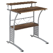 Clifton Rustic Walnut Computer Desk with Top and Lower Storage Shelves, NAN-CLIFTON-RU-GG