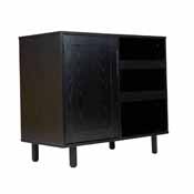 Elmont Classic Bar and Sideboard with Shaker Style Single Door Cabinet with Hanging Glass Storage and Open Bottle Shelves, Black, NAN-F-HY-B23113-BLK-GG